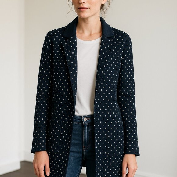 J. Crew 365 Sophie Open-front Polka dot Sweater Blazer in Navy/Ivory - Picture 16 of 16